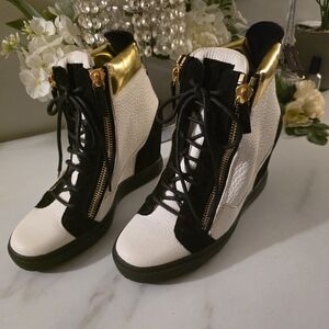 Giuseppe Zanotti Black and Gold High-Top Sneakers